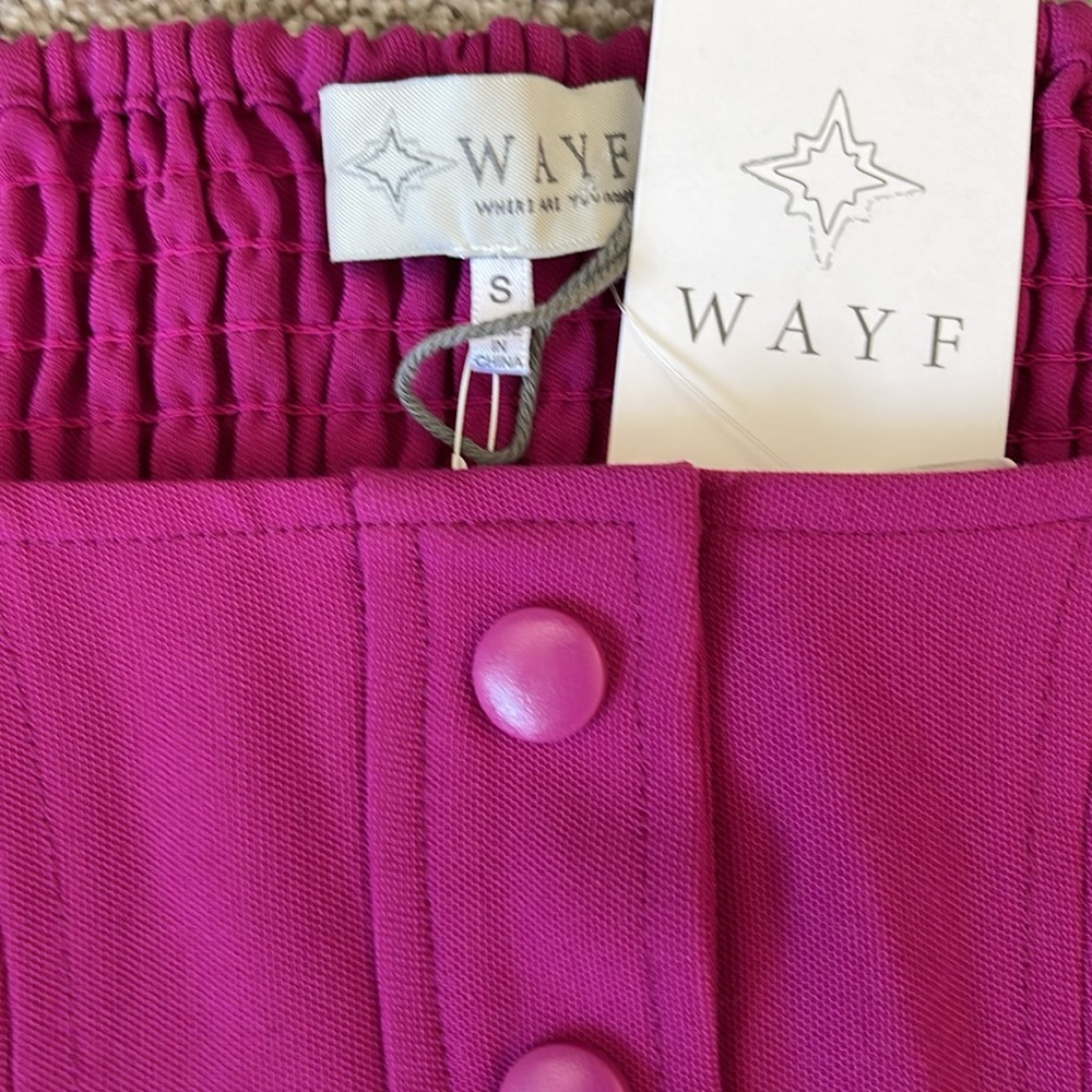 WAYF Cora Tailored Sleeveless Pink Square Neck Snap-Front Crop Top Sz S - Picture 3 of 9